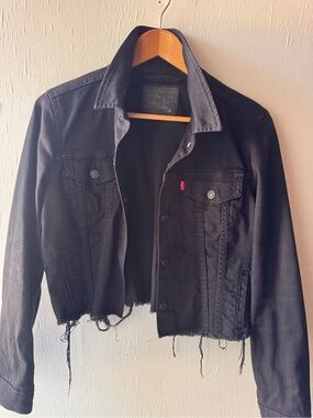 Levi's Black Raw Hem Denim Trucker Jacket